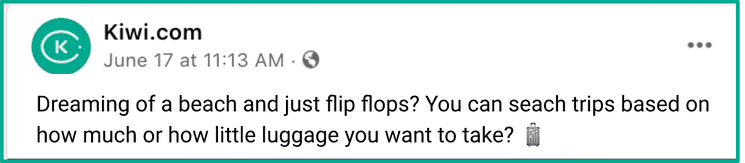 Dreaming of a beach and just flip flops?
You can search trips based on how much or how little luggage you want to take?
